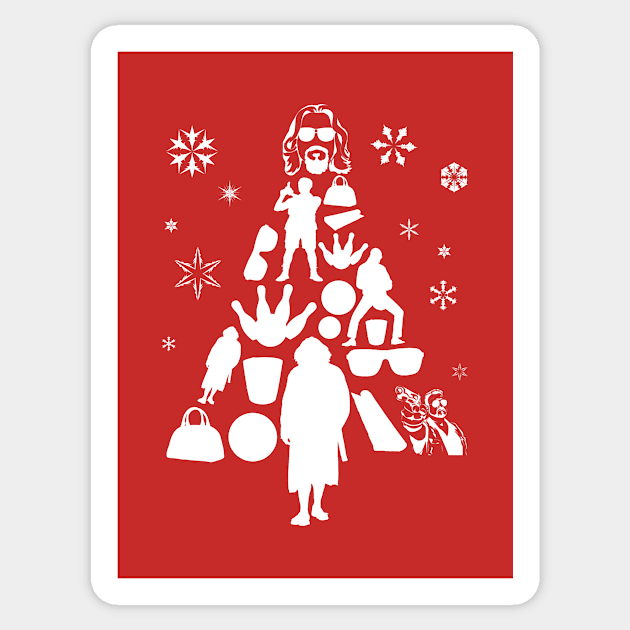 Big Lebowski Christmas Tree Silhouette White Sticker by Rebus28